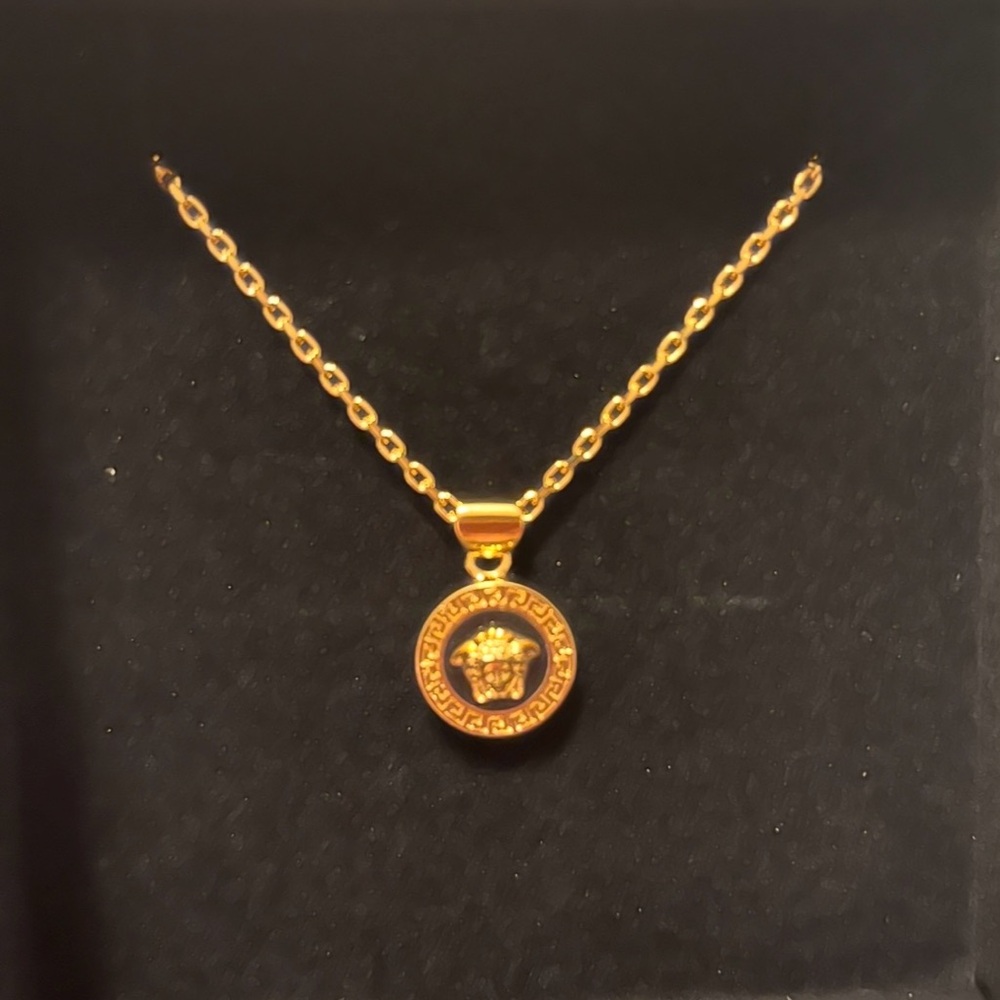 Versace Black and Gold Medusa Necklace